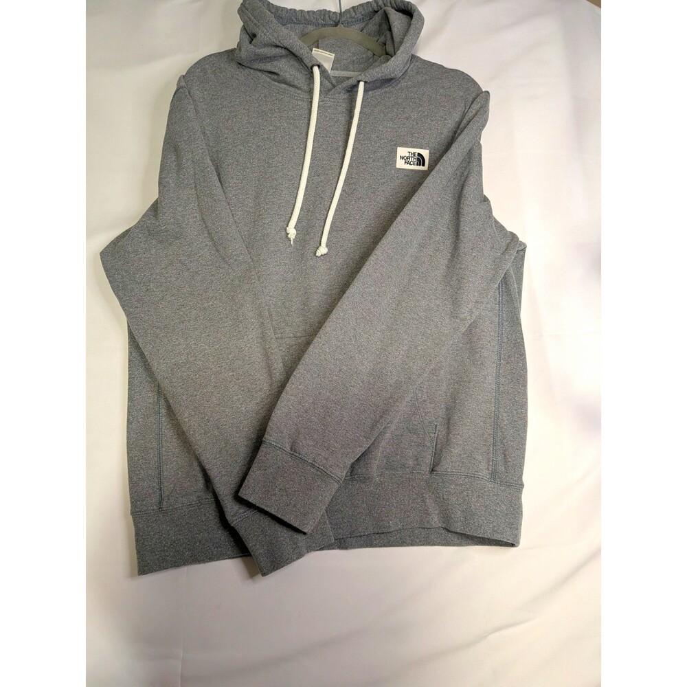 The North Face Gray Fleece Pullover Hoodie Logo Pockets Men's M